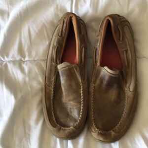 Twisted x men’s driving mic bomber brown leather boat shoes size 11m